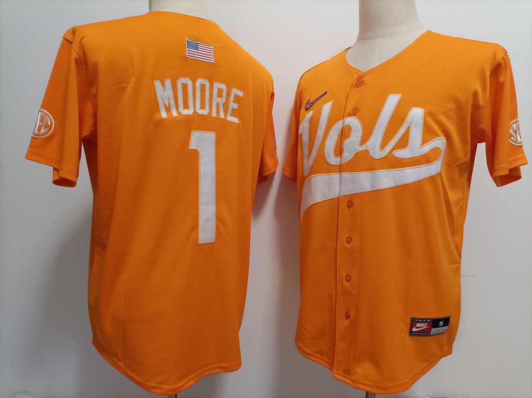 Men%27s Tennessee Volunteers #1 Christian Moore Orange Stitched Jersey